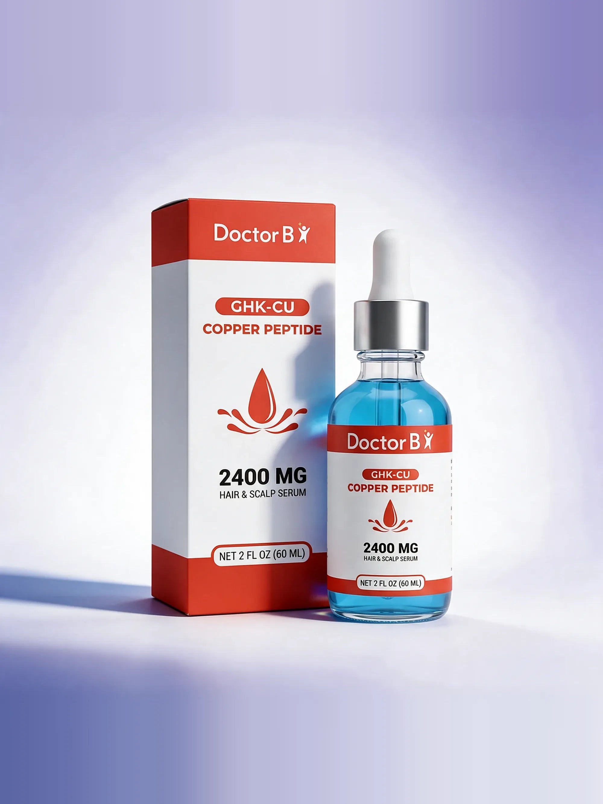 The serum bottle in front of its box
